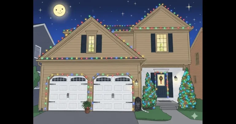 Christmas lights safely clipped to a roofline in Royal Oak, Michigan, by Charlie’s Lights installers.